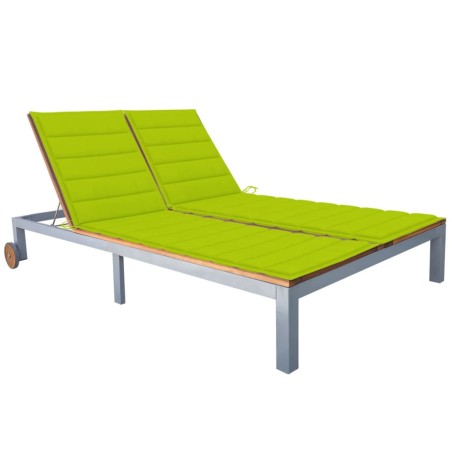 vidaXL Tumbona 2 personas con cojín madera maciza de acacia y acero