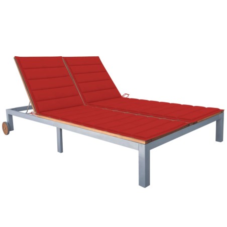 vidaXL Tumbona 2 personas con cojín madera maciza de acacia y acero