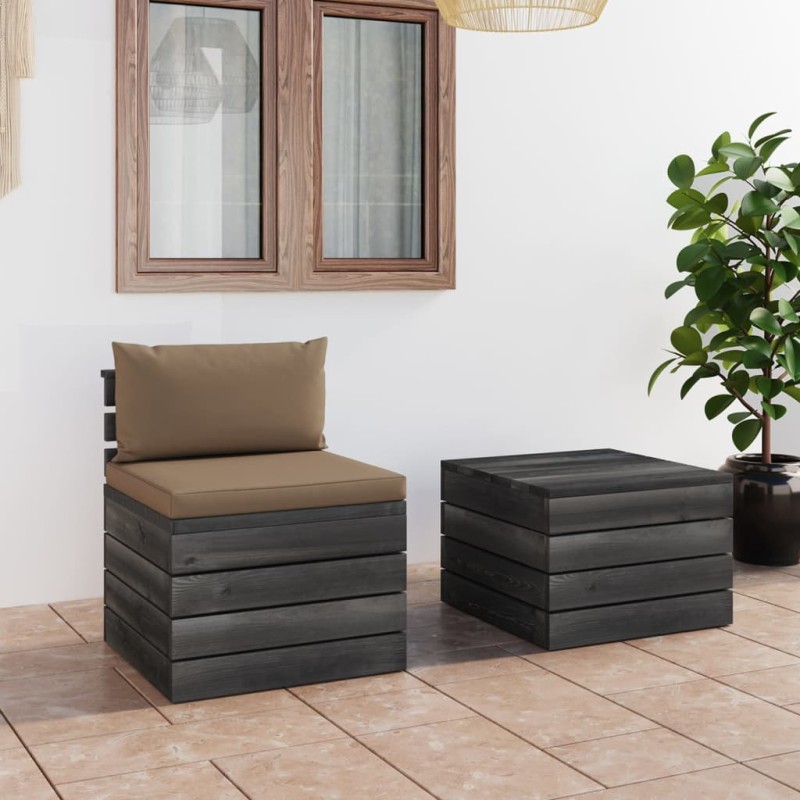 vidaXL Muebles de jardín de palets 2 piezas cojines madera de pino vidaXL Muebles de jardín de palets 2 piezas cojines madera de pino