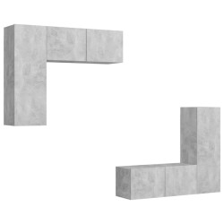 vidaXL Set muebles salón TV 4 pzas madera ingeniería gris hormigón
