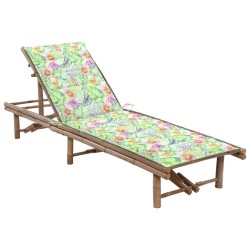 vidaXL Tumbona de jardín con cojín bambú