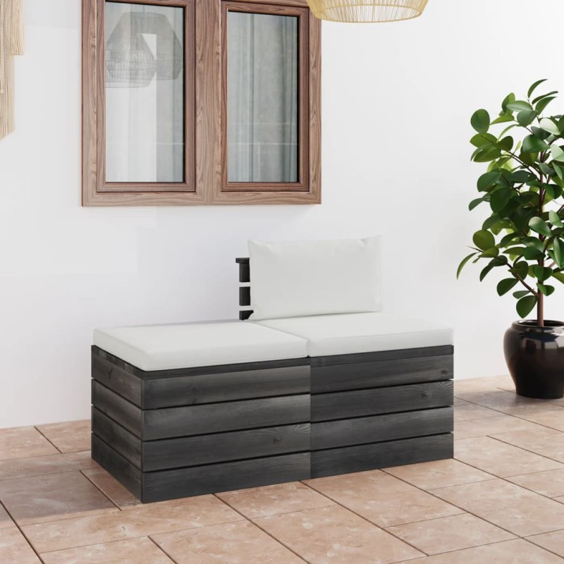 vidaXL Muebles de jardín de palets 2 piezas cojines madera maciza pino vidaXL Muebles de jardín de palets 2 piezas cojines madera maciza pino