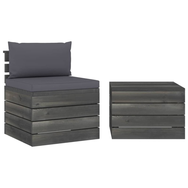 vidaXL Muebles de jardín de palets 2 piezas cojines madera de pino vidaXL Muebles de jardín de palets 2 piezas cojines madera de pino