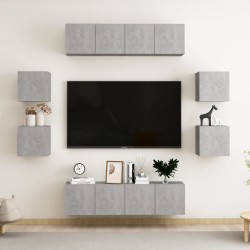 vidaXL Set de muebles de salón 8 pzas madera ingeniería gris hormigón