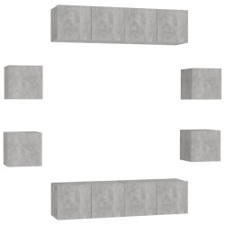vidaXL Set de muebles de salón 8 pzas madera ingeniería gris hormigón