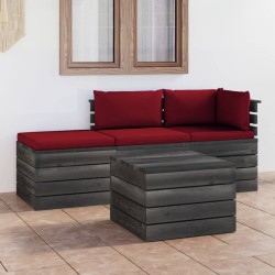 vidaXL Muebles de jardín de palets 4 piezas cojines madera maciza pino