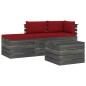 vidaXL Muebles de jardín de palets 4 piezas cojines madera maciza pino vidaXL Muebles de jardín de palets 4 piezas cojines madera maciza pino