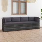 vidaXL Sofá de palets de jardín 4 plazas y cojines madera maciza pino vidaXL Sofá de palets de jardín 4 plazas y cojines madera maciza pino
