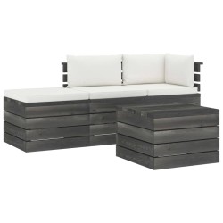vidaXL Muebles de jardín de palets 4 piezas cojines madera maciza pino