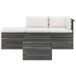 vidaXL Muebles de jardín de palets 4 piezas cojines madera maciza pino