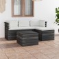 vidaXL Muebles de palés de jardín 5 piezas cojines madera maciza pino vidaXL Muebles de palés de jardín 5 piezas cojines madera maciza pino