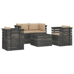 vidaXL Muebles de palés para jardín 5 piezas cojines madera maciza pino