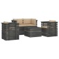 vidaXL Muebles de palés para jardín 5 piezas cojines madera maciza pino vidaXL Muebles de palés para jardín 5 piezas cojines madera maciza pino