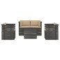 vidaXL Muebles de palés para jardín 5 piezas cojines madera maciza pino vidaXL Muebles de palés para jardín 5 piezas cojines madera maciza pino