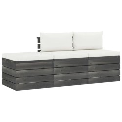 vidaXL Muebles de jardín de palets 3 piezas cojines madera maciza pino