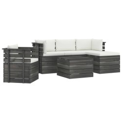 vidaXL Muebles de jardín de palets 6 piezas cojines madera maciza pino