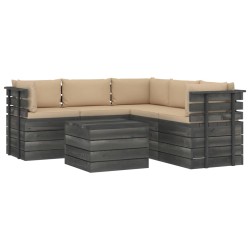 vidaXL Muebles de palets de jardín 6 piezas cojines madera maciza pino