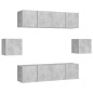 vidaXL Set muebles de salón TV 6 pzas madera ingeniería gris hormigón vidaXL Set muebles de salón TV 6 pzas madera ingeniería gris hormigón
