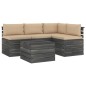vidaXL Muebles de palés de jardín 5 piezas cojines madera maciza pino vidaXL Muebles de palés de jardín 5 piezas cojines madera maciza pino