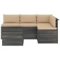 vidaXL Muebles de palés de jardín 5 piezas cojines madera maciza pino vidaXL Muebles de palés de jardín 5 piezas cojines madera maciza pino