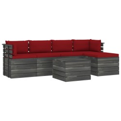 vidaXL Muebles de palets de jardín 6 piezas cojines madera maciza pino