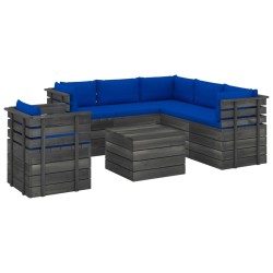 vidaXL Muebles de palets de jardín 7 piezas cojines madera maciza pino