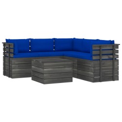 vidaXL Muebles de palets de jardín 6 piezas cojines madera maciza pino