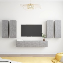 vidaXL Set muebles de salón TV 6 pzas madera ingeniería gris hormigón