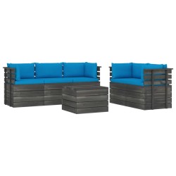 vidaXL Muebles de palets de jardín 6 piezas cojines madera maciza pino