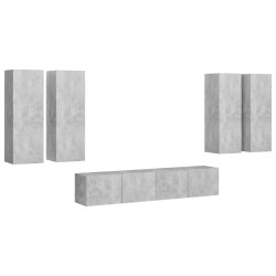 vidaXL Set muebles de salón TV 6 pzas madera ingeniería gris hormigón