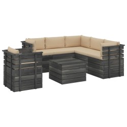 vidaXL Muebles de palets de jardín 7 piezas cojines madera maciza pino
