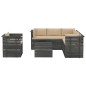 vidaXL Muebles de palets de jardín 7 piezas cojines madera maciza pino