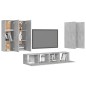 vidaXL Set muebles de salón TV 6 pzas madera ingeniería gris hormigón