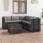 vidaXL Muebles de palets de jardín 6 piezas cojines madera maciza pino vidaXL Muebles de palets de jardín 6 piezas cojines madera maciza pino