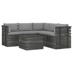 vidaXL Muebles de palets de jardín 6 piezas cojines madera maciza pino