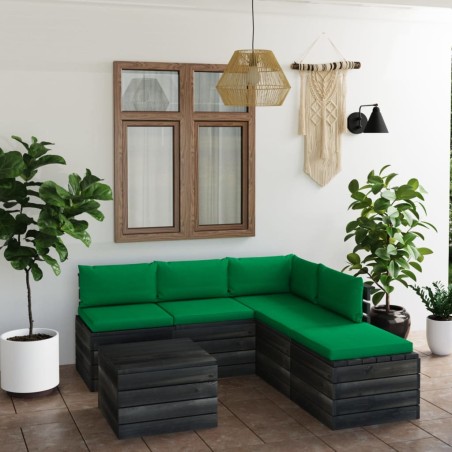 vidaXL Muebles de palets para jardín 6 pzas con cojines madera de pino