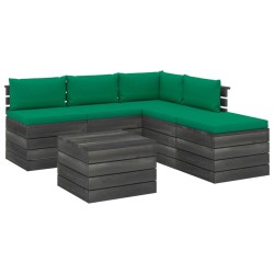 vidaXL Muebles de palets para jardín 6 pzas con cojines madera de pino