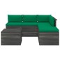 vidaXL Muebles de palets para jardín 6 pzas con cojines madera de pino vidaXL Muebles de palets para jardín 6 pzas con cojines madera de pino