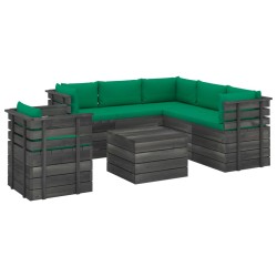 vidaXL Muebles de palets de jardín 7 piezas cojines madera maciza pino