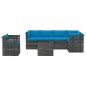 vidaXL Muebles de palets para jardín 7 pzas cojines madera maciza pino vidaXL Muebles de palets para jardín 7 pzas cojines madera maciza pino