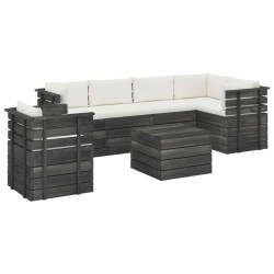 vidaXL Muebles de palets para jardín 7 pzas cojines madera maciza pino