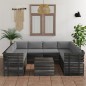 vidaXL Muebles de palets para jardín 9 pzas cojines madera maciza pino