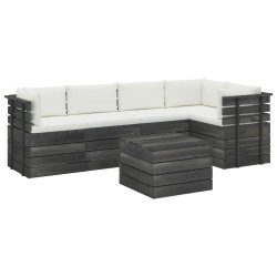vidaXL Muebles de palets para jardín 6 pzas cojines madera maciza pino