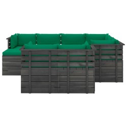 vidaXL Muebles de palets de jardín 10 pzas cojines madera maciza pino