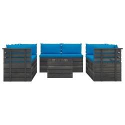 vidaXL Muebles de palets para jardín 9 pzas cojines madera maciza pino