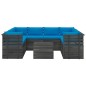 vidaXL Muebles de palets para jardín 9 pzas cojines madera maciza pino vidaXL Muebles de palets para jardín 9 pzas cojines madera maciza pino