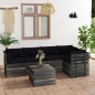 vidaXL Muebles de palets para jardín 6 pzas cojines madera maciza pino