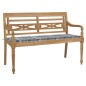 vidaXL Banco Batavia madera maciza teca y cojín a cuadros gris 150 cm vidaXL Banco Batavia madera maciza teca y cojín a cuadros gris 150 cm