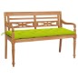 vidaXL Banco Batavia madera maciza teca y cojín verde brillante 150 cm vidaXL Banco Batavia madera maciza teca y cojín verde brillante 150 cm