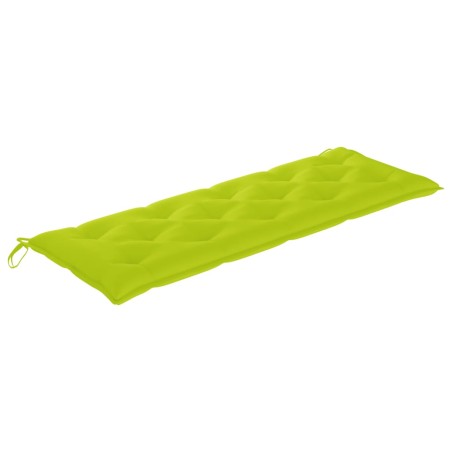 vidaXL Banco Batavia madera maciza teca y cojín verde brillante 150 cm